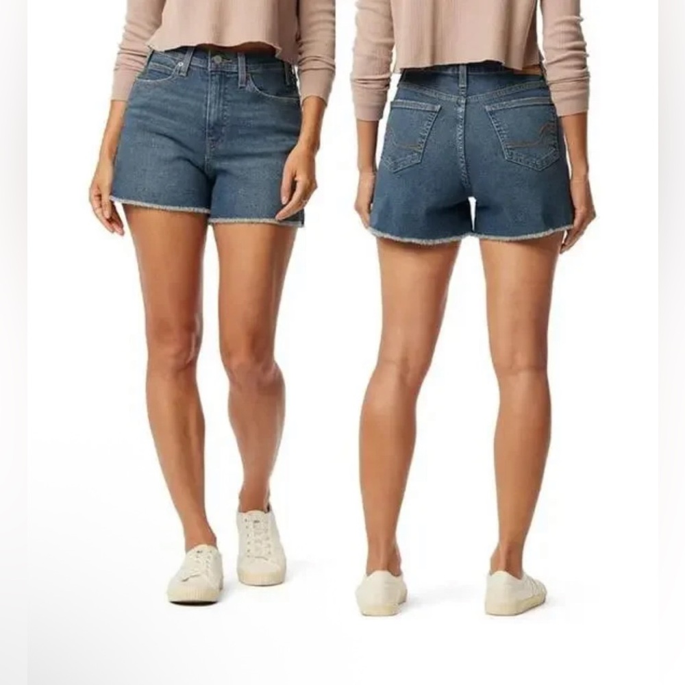 Signature by Levi Strauss Heritage High Waisted Frayed Hem Denim Shorts‎ Blue 12